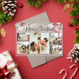 Elegant Botanical & Photo Collage Christmas Card Acryleinladungen
