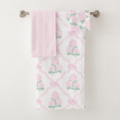 Elegant Botanical Pink Green Hydrangea Badhandtuch Set (Insitu)