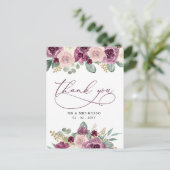 Elegant Botanical Plum Floral Vielen Dank Postkarte (Stehend Vorderseite)