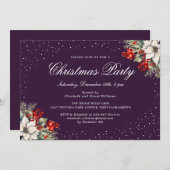 Elegant Botanical Purple Christmas Holiday Party Einladung (Vorne/Hinten)