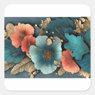 Elegant Botanical Relief Florals Quadratischer Aufkleber