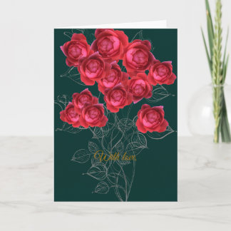 Elegant Botanical Rose Folded Greeting Card Feiertagskarte