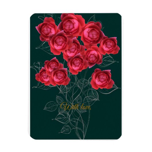 Elegant Botanical Rose Folded Greeting Card Magnet (Vertikal)