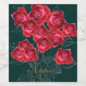 Elegant Botanical Rose Folded Greeting Card Weinetikett (Einzelnes Label)