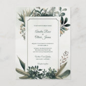Elegant Botanical Sage Green Greenery Wedding Einladungspostkarte (Vorderseite)