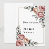 Elegant botanical save the date einladung (Vorne/Hinten)