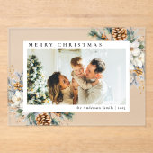 Elegant Botanical Simple Photo Christmas Card Acryleinladungen (Vorderseite)