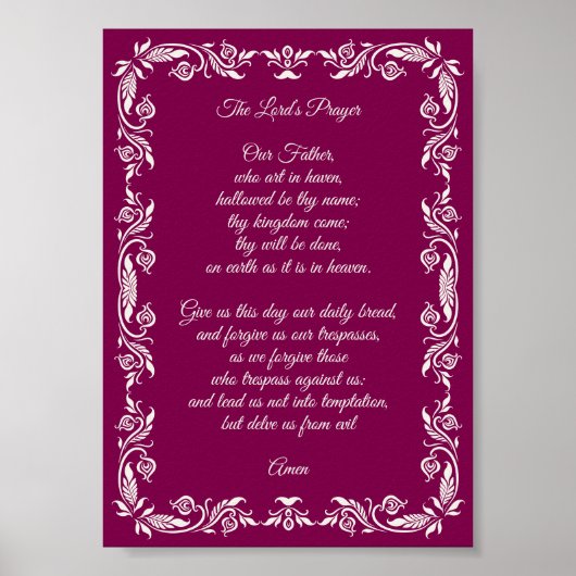 Elegant Botanical The Lord’s Prayer  Poster (Vorne)