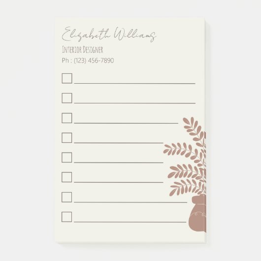 Elegant Botanical To-Do List Post-It Notes Klebezettel (Vorderseite)