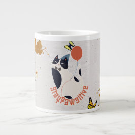 Elegant Botanical Tuxedo Cat Stay Pawsitive Jumbo  Jumbo-Tasse
