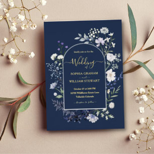 Elegant Botanical Watercolor Wildflower Wedding Folieneinladung