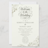 Elegant Botanical Wedding Ceremony Program Sign (Vorderseite)