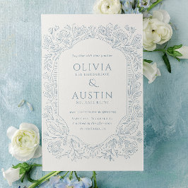 Elegant Botanical Wedding | Heirloom Blue Invite Einladung