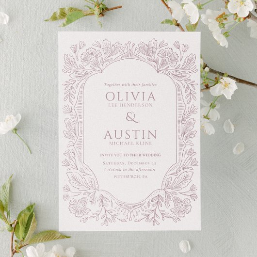 Elegant Botanical Wedding | Heirloom Mulberry  Einladung