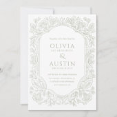Elegant Botanical Wedding | Heirloom Sage Invite Einladung (Vorderseite)