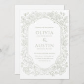 Elegant Botanical Wedding | Heirloom Sage Invite Einladung (Vorne/Hinten)