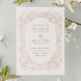 Elegant Botanical Wedding | Heirloom Taupe  Einladung