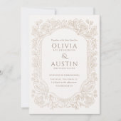 Elegant Botanical Wedding | Heirloom Taupe  Einladung (Vorderseite)