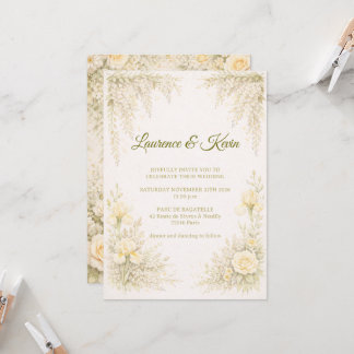 Elegant Botanical Wedding Invitation Green Floral  Einladung
