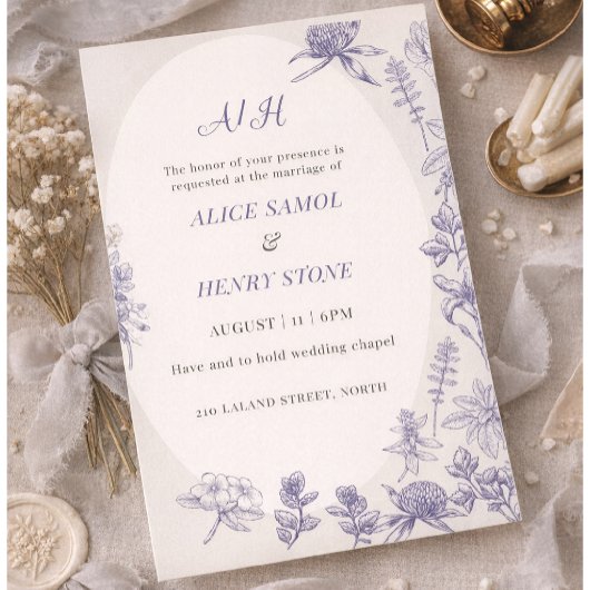 Elegant Botanical Wedding Invitation Template Einladung
