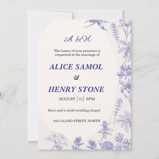 Elegant Botanical Wedding Invitation Template Einladung (Vorderseite)