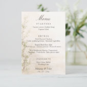Elegant Botanical Wedding Menu Card Begleitkarte (Stehend Vorderseite)