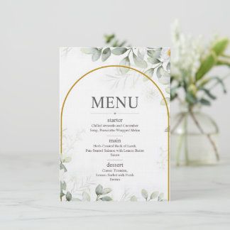 Elegant Botanical Wedding Menu Menükarte
