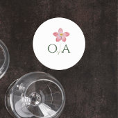 Elegant Botanical Wedding Monogram Coaster Runder Pappuntersetzer