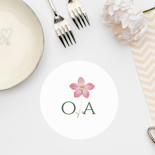 Elegant Botanical Wedding Monogram Coaster Runder Pappuntersetzer