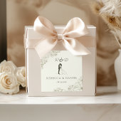 Elegant Botanical Wedding Monogram Sticker