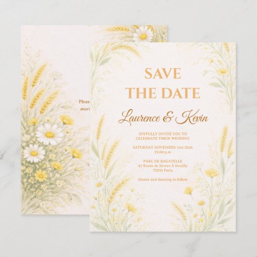 Elegant Botanical Wedding Save the date (Vorne/Hinten)