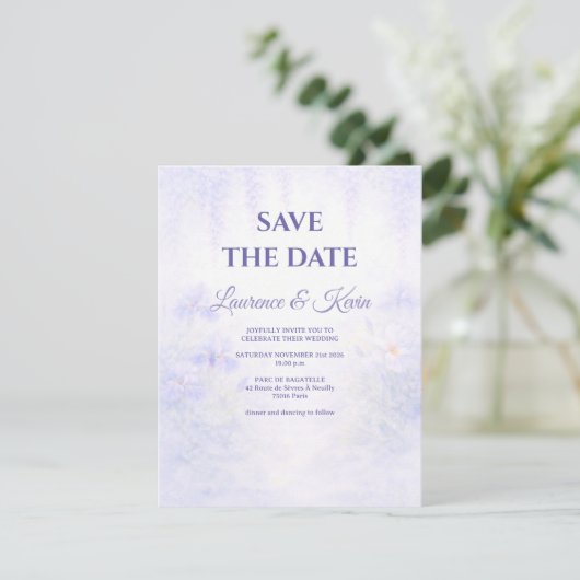 Elegant Botanical Wedding Save the date (Stehend Vorderseite)