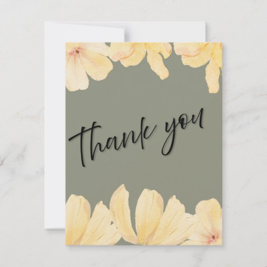 Elegant Botanical Wedding Thank You Card Dankeskarte (Vorderseite)