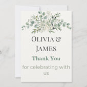 Elegant Botanical Wedding Thank You Card Dankeskarte (Vorderseite)