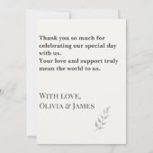 Elegant Botanical Wedding Thank You Card Dankeskarte (Rückseite)