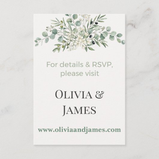 Elegant Botanical Wedding Website Insert Card (Vorderseite)