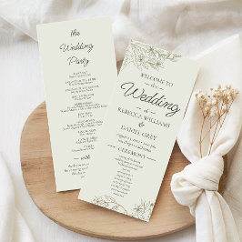 Elegant Botanical Wedding Welcome Ceremony Program Menükarte