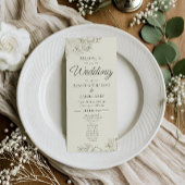 Elegant Botanical Wedding Welcome Ceremony Program Menükarte