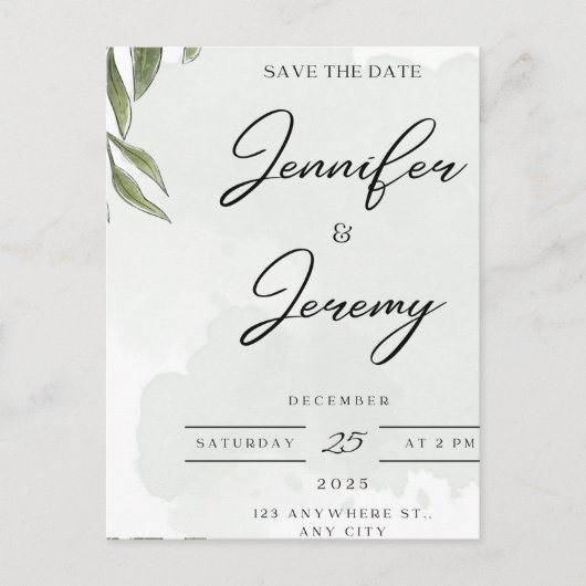 Elegant Botanical Wedding Welcome Sign | poster Feiertagspostkarte (Vorderseite)