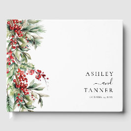 Elegant Botanical Winter Christmas Wedding Gästebuch