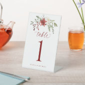 Elegant Botanical Winter Wedding Table Numbers Sockelschild (In SItu)
