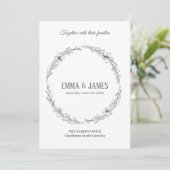 Elegant Botanical Wreath Minimalist Wedding Invita Einladung (Stehend Vorderseite)