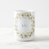 Elegant Botanical Wreath Monogram Lily Name Kaffeetasse (Mittel)