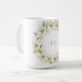 Elegant Botanical Wreath Monogram Lily Name Kaffeetasse (Vorderseite Links)