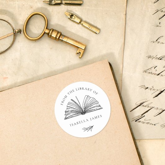 Elegant botanisch aus der Bibliothek des Individue Runder Aufkleber