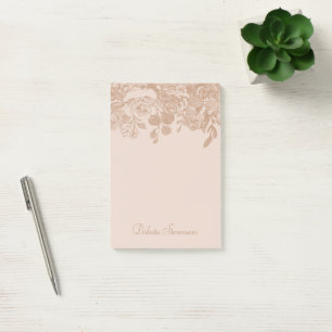 Elegant Botanisch   Kupfer-Roségold-Blumenmuster Post-it Klebezettel