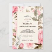 Elegant Botanisch Rosa Rosen Floral Einladung (Vorderseite)