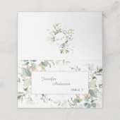 Elegant Botanische Eukalyptus-Grüne Platzkarte (Außenseite Aufgefaltet)