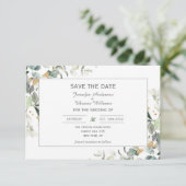 Elegant Botanische Eukalyptus-Grüne Save The Date (Stehend Vorderseite)