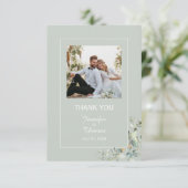 Elegant Botanische Eukalyptus Grüne Sukkulente  Dankeskarte (Stehend Vorderseite)